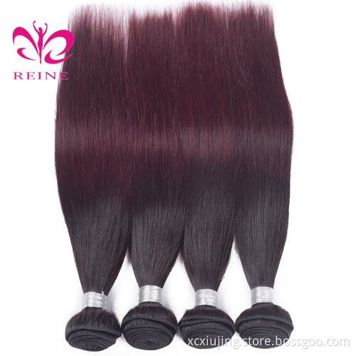 Wholesale Hair Bundles Reine Brazil Ombre Color 99J Hair Weave Virgin Straight 4 Bundles double drawn human hair wigs